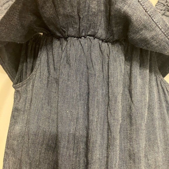 Ann Taylor soft Linen blend ruffle top off the shoulder romper small petite - Picture 5 of 10